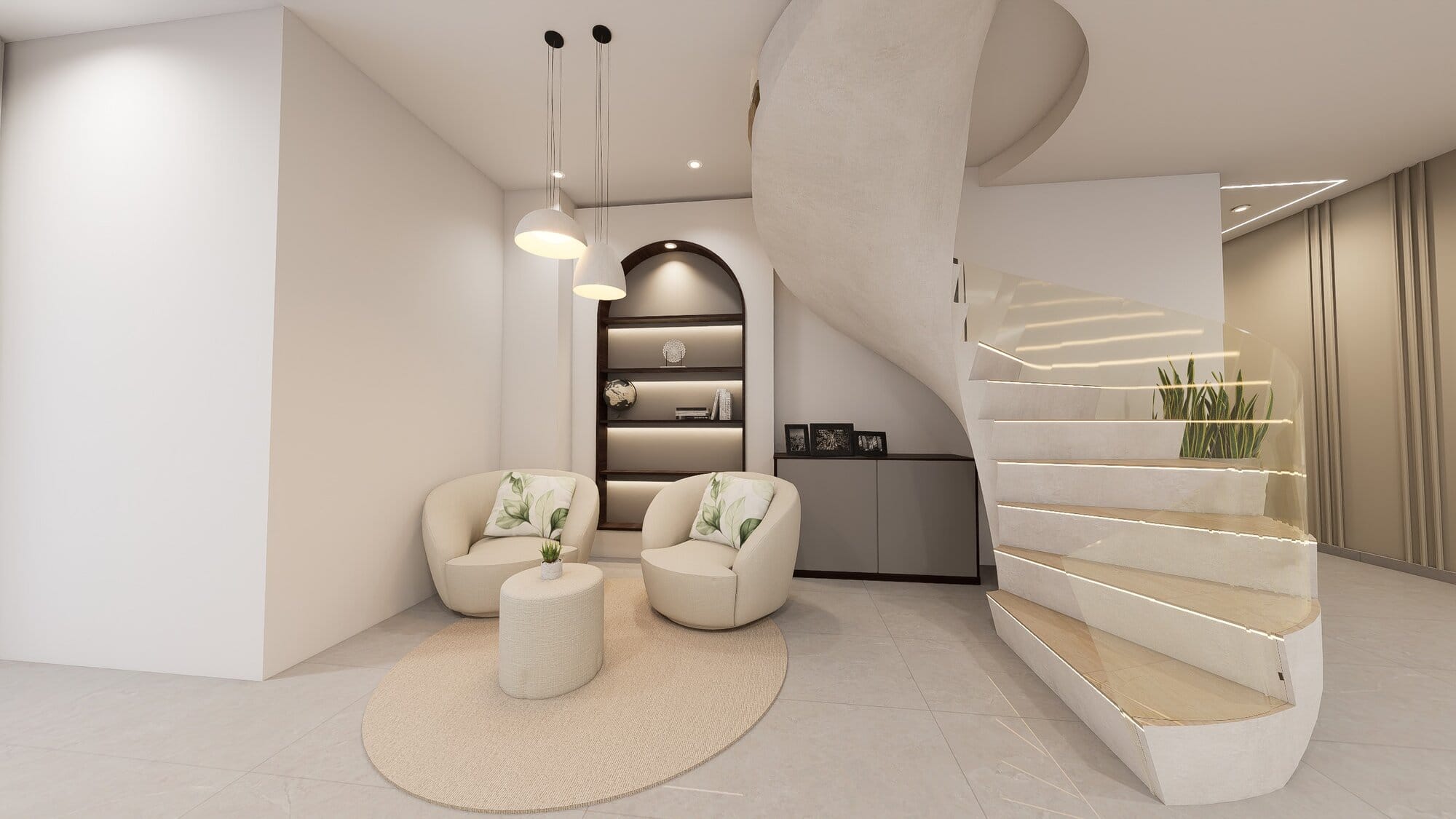 Rendu 3D — Duplex de 300 m², salon privé