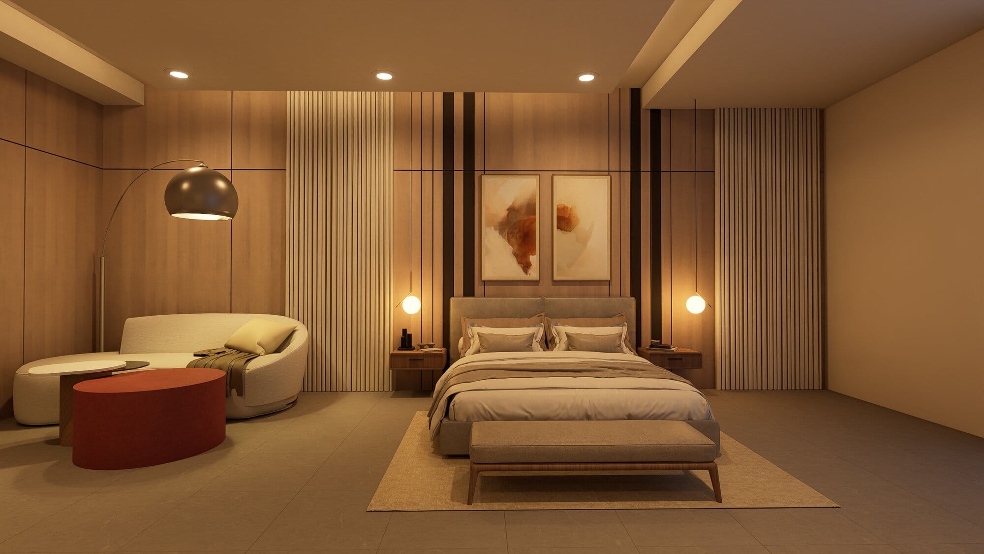 Rendu 3D — Duplex de 300 m², chambre