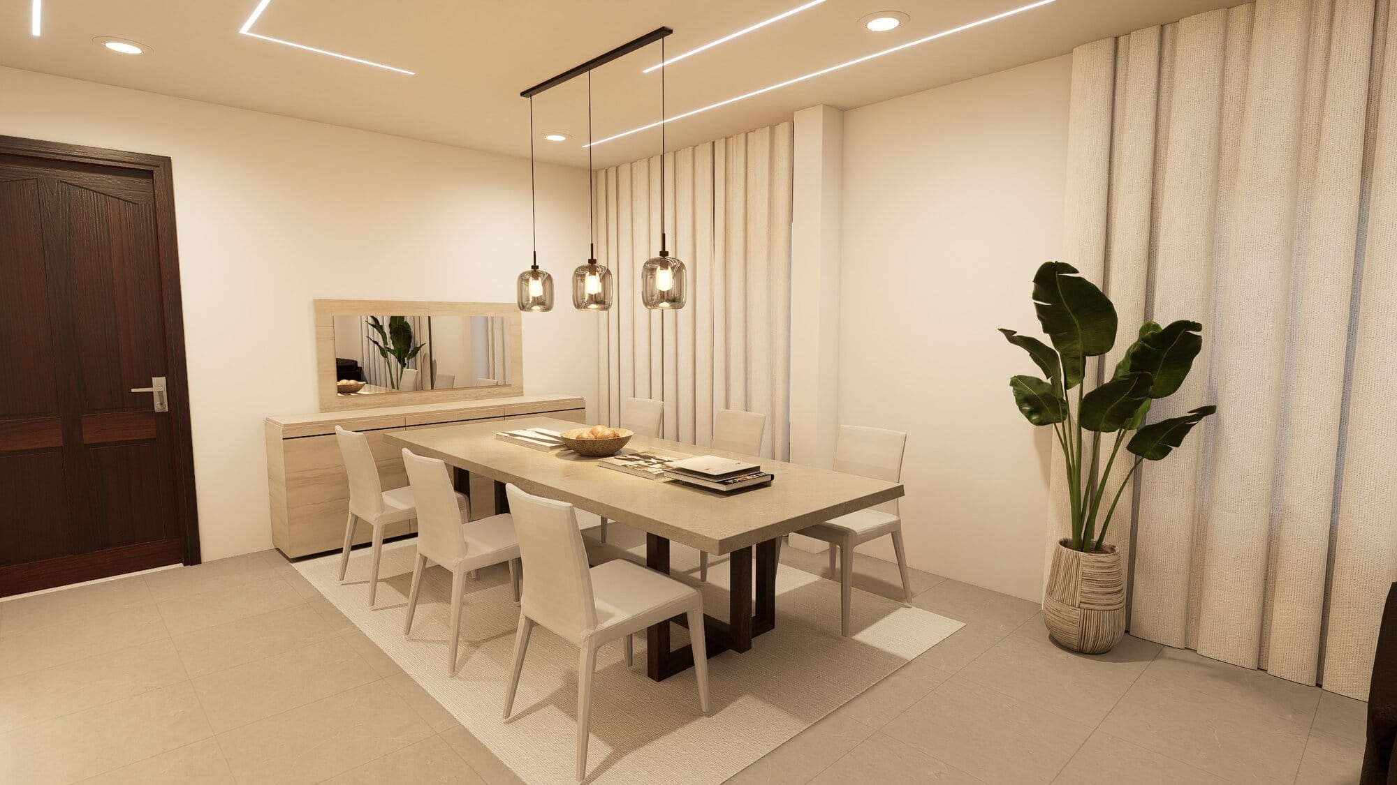 Rendu 3D — Duplex de 300 m², salle à manger